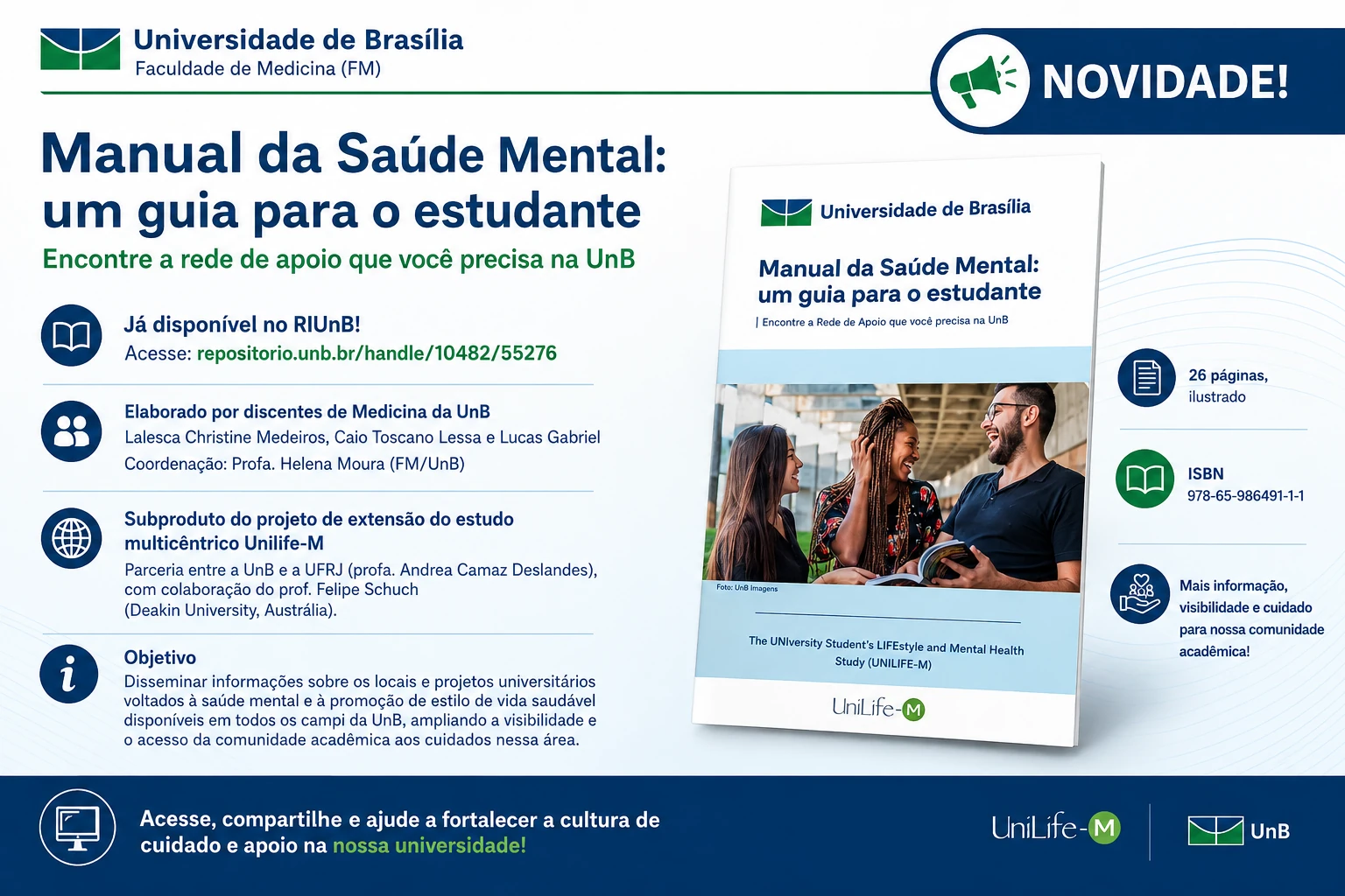 Banner de divulgação do Manual da Saúde Mental: um guia para o estudante